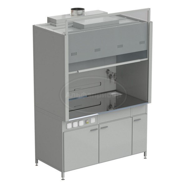 Шкаф вытяжной с подводом воды 1500х900х2145 мм, раб. поверхность - нержавеющая сталь