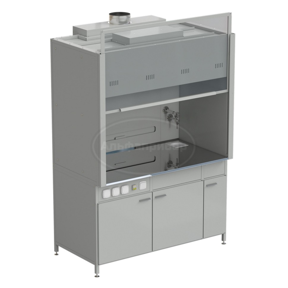 Шкаф вытяжной с подводом воды 1500х900х2145 мм, раб. поверхность - нержавеющая сталь