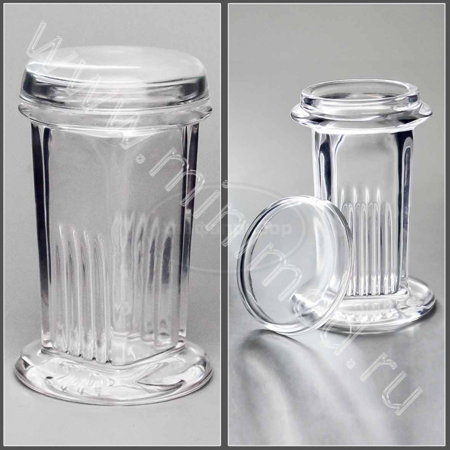 Емкость стеклянная, 32*32*86 мм на 5 стекол вертикально, упаковка 1/20шт