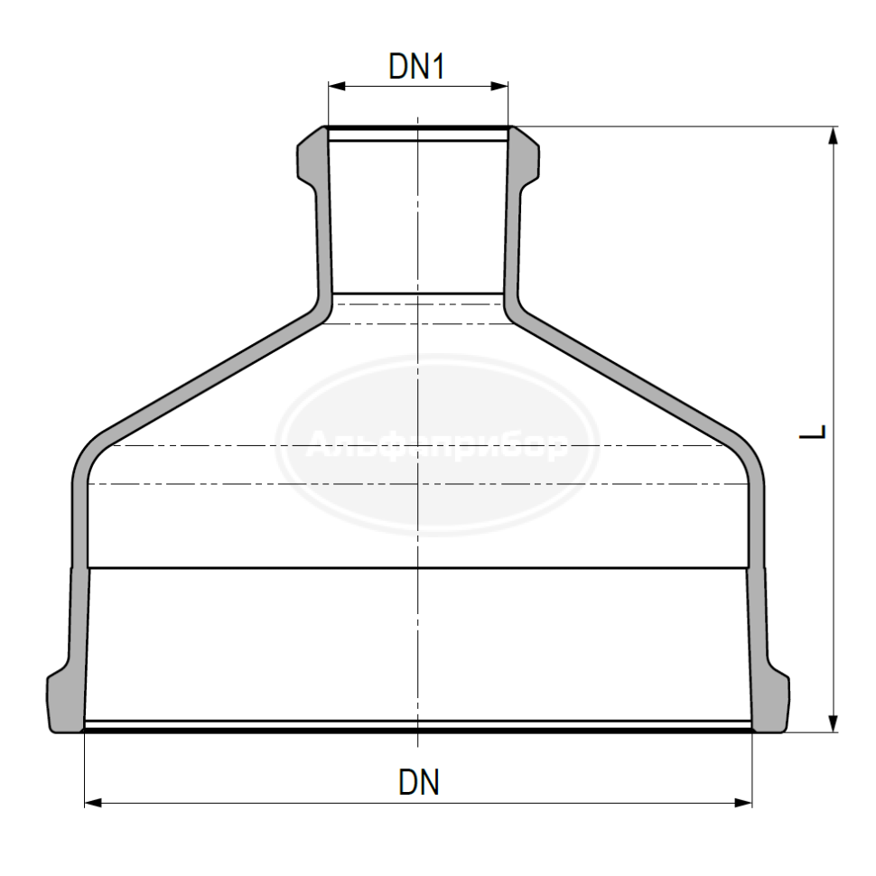 Переход PZ/KZA DN=300мм DN1=50мм L=275мм W=4,1кг