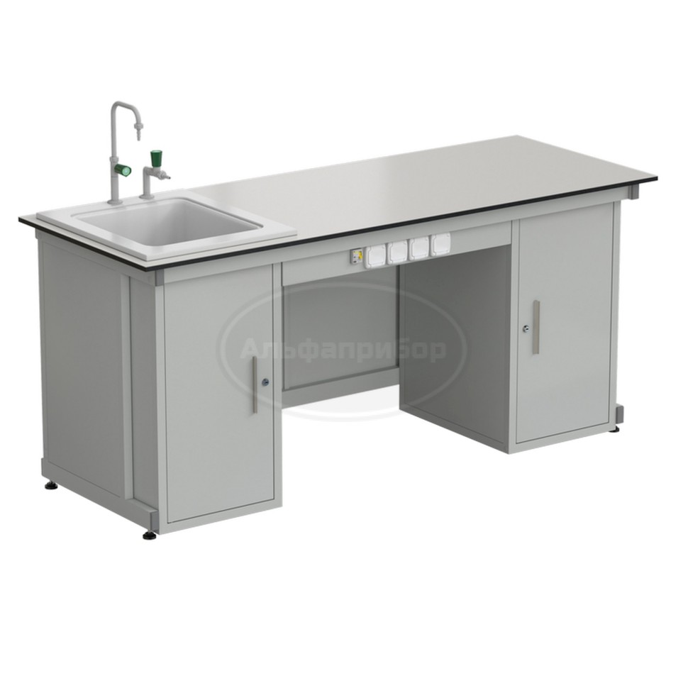 Стол демонстрационный с двумя напольными тумбами, с электрикой, с подводом воды 2000х750х900 мм, раб. поверхность - Labgrade (арт. 56.0573.21.08)