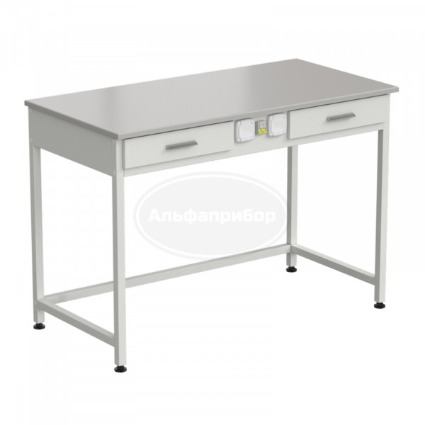 Стол лабораторный с 2 ящиками и электрикой 1200x600x850 мм, раб. поверхность - Durcon