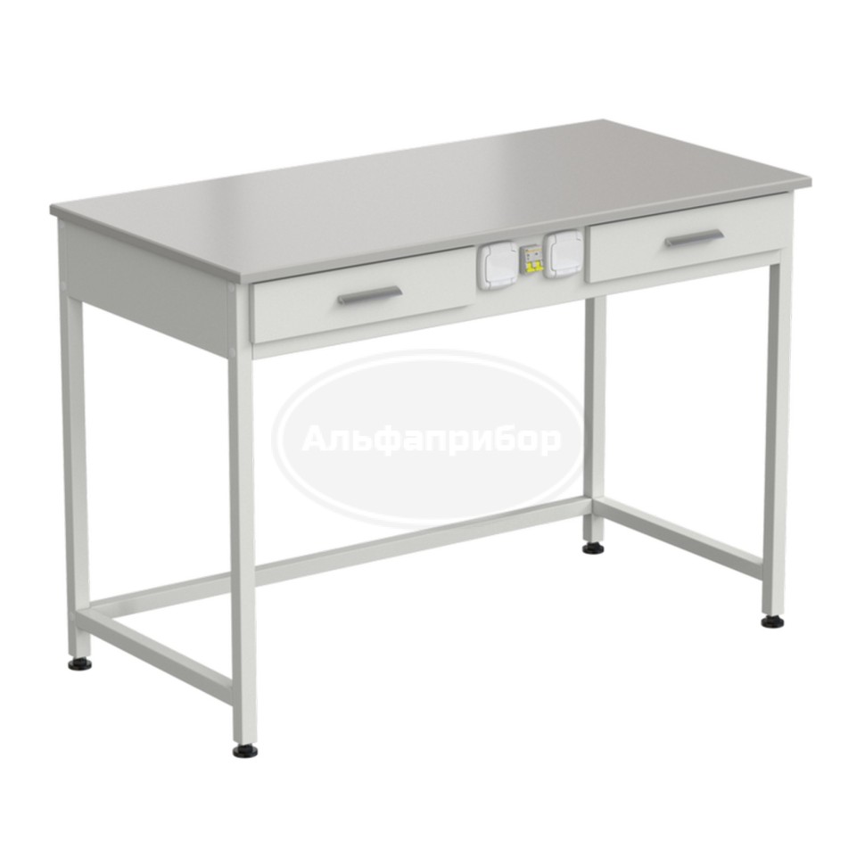 Стол лабораторный с 2 ящиками и электрикой 1200x600x850 мм, раб. поверхность - Durcon