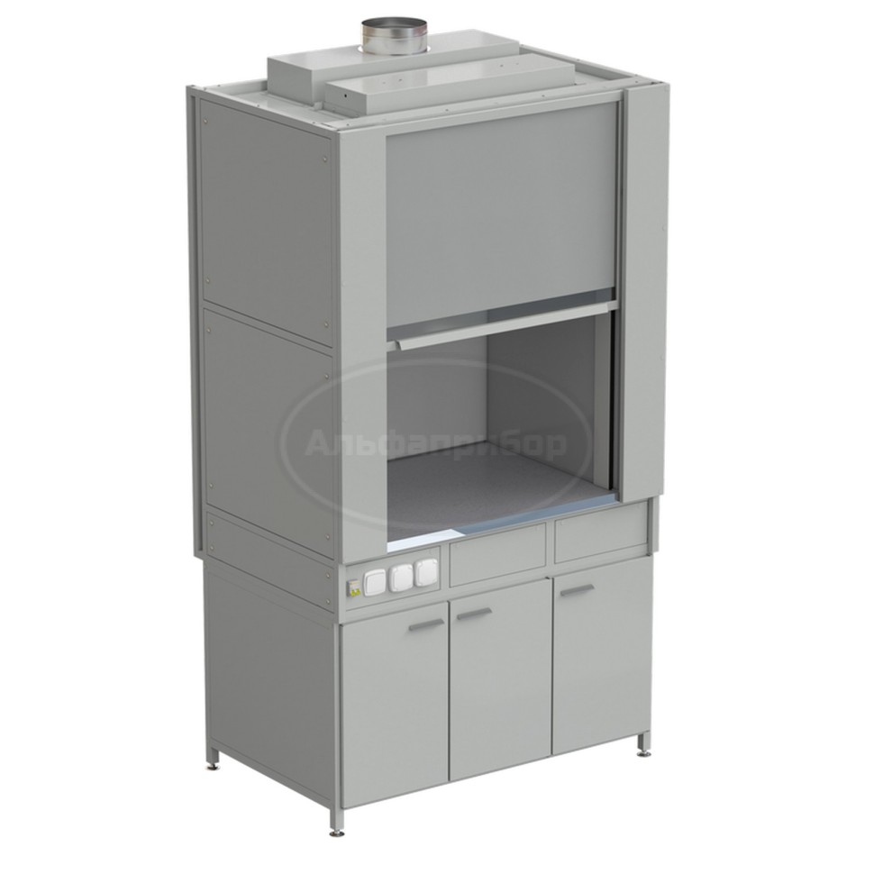 Шкаф вытяжной с коконом из стеклопластика без воды с электрикой 1200х820х2240 мм, раб. поверхность - монолитный керамогранит