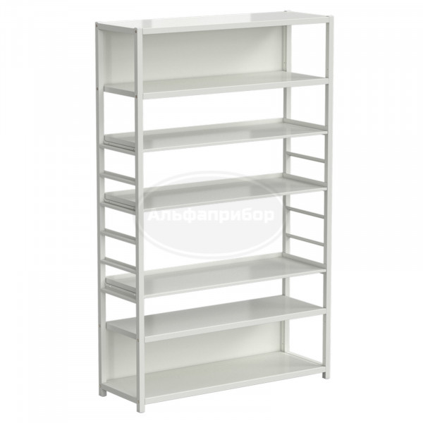 Стеллаж универсальный 6 полок с бортиком 1200x400x1945 мм, без опор, белый металл