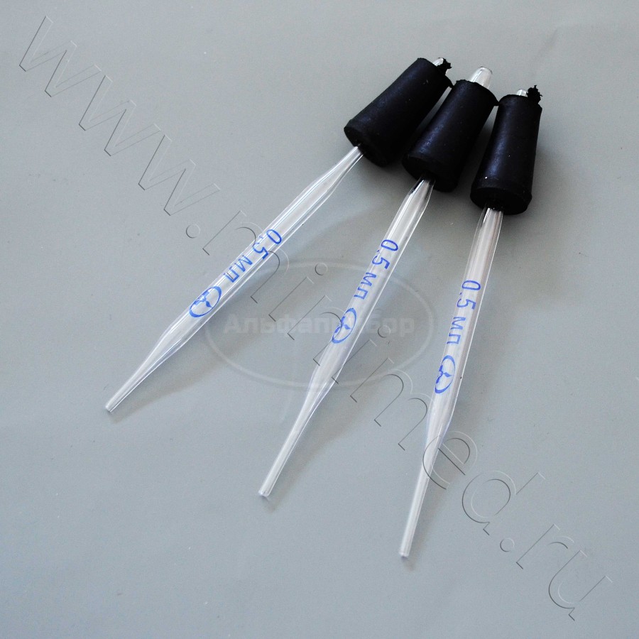 Пипетки вместимости к дозатору Флоринского 0,5+0,05мл, тип 2, с пробкой, ТУ 9464-013-52876351-2014, упаковка 20шт, МиниМедПром