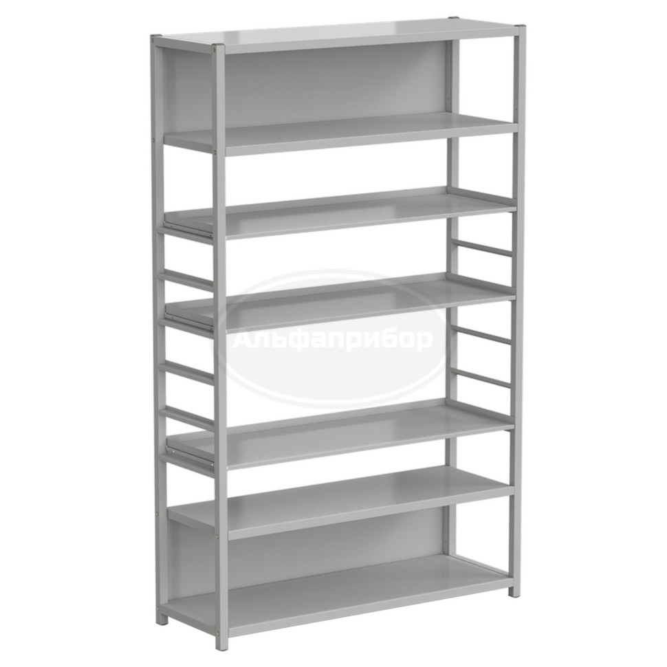 Стеллаж универсальный 6 полок с бортиком 1200x400x1945 мм, без опор, серый металл