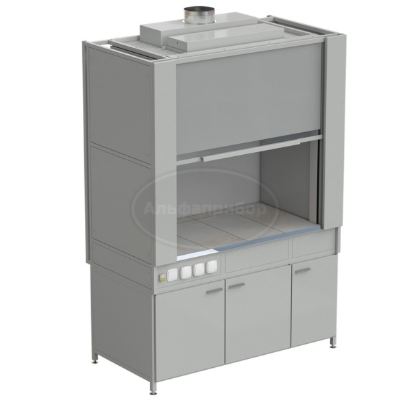 Шкаф вытяжной с коконом из стеклопластика без воды с электрикой 1500х820х2240 мм, раб. поверхность - керамика