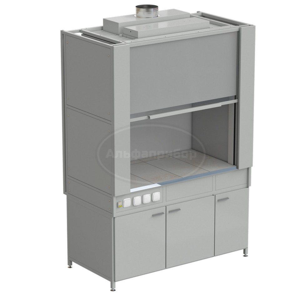 Шкаф вытяжной с коконом из стеклопластика без воды с электрикой 1500х820х2240 мм, раб. поверхность - керамика