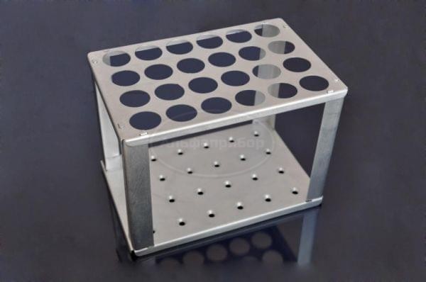 Штатив алюминиевый 24 гнезда d-27 для жиромеров, бутирометров, пробирок