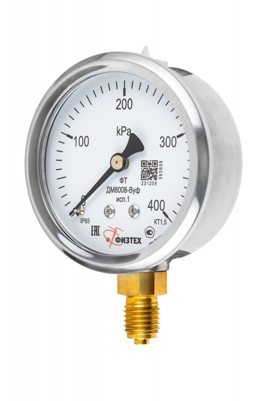 Вакуумметры, мановакуумметры, манометры общетехнические пылевлагозащищенные ДВ8008-ВУф, ДА8008-ВУф, ДМ8008-ВУф исп 1 А1 Без заполнения