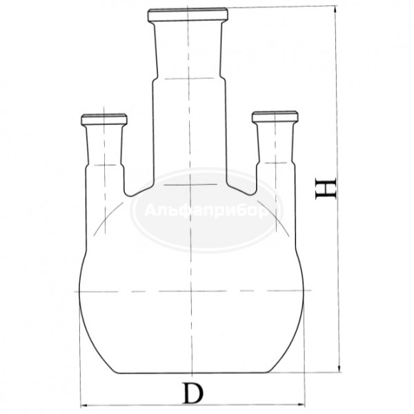 Колба ПГП-3-4000-45/40 3 горловины, эскиз 2-651