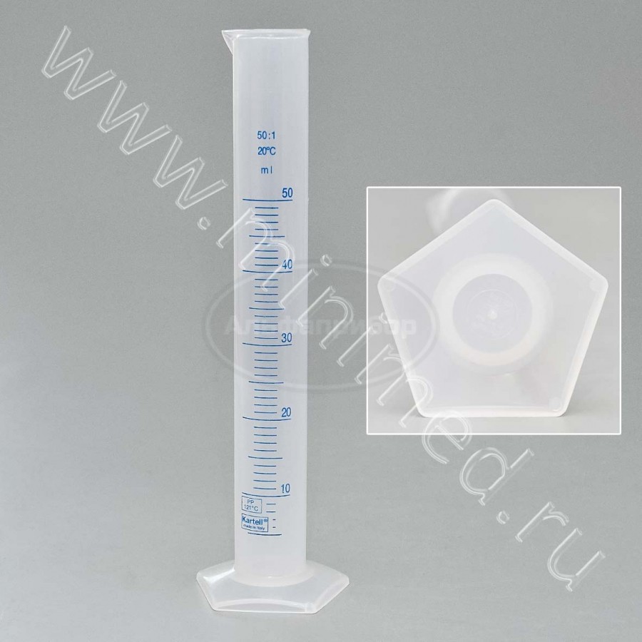 Цилиндр 50мл с делениями высокий, п/п, Kartell, упаковка 1/30шт