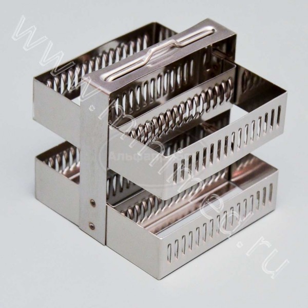 Штатив-рамка из нержавеющей стали для 30 стекол 26×76×1мм