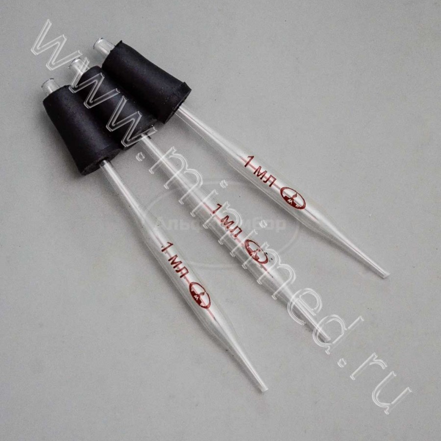 Пипетки вместимости к дозатору Флоринского 1,0+0,1мл, тип 2, с пробкой, ТУ 9464-013-52876351-2014, упаковка 20шт МиниМедПром