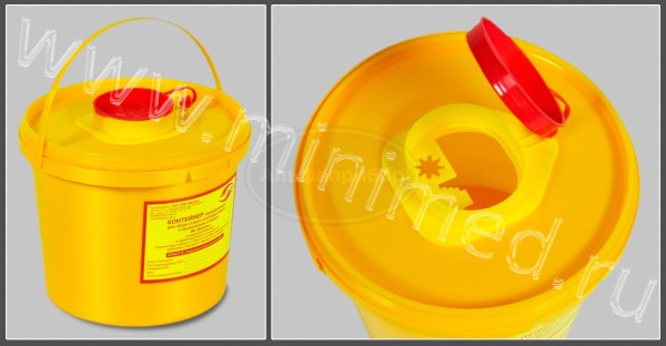 Контейнер одноразовый для сбора острого инструментария класса Б МК-01 "МедКом", объем 2,0 л, упаковка 1/80шт