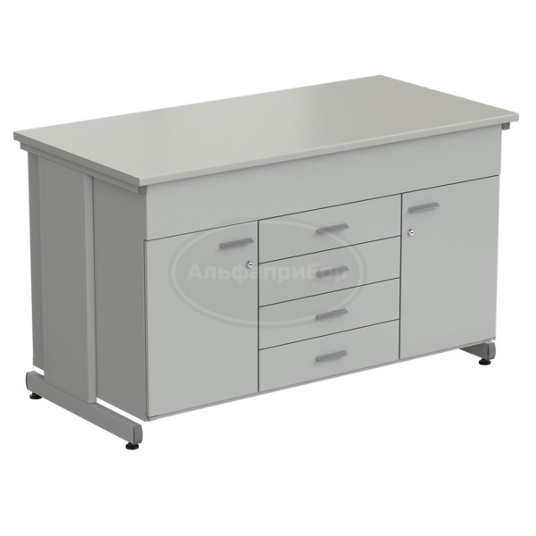 Тумба комбинированная 2 двери + 5 ящиков 1500х750х900 мм, серый ламинат