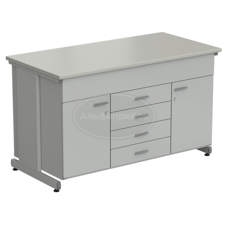 Тумба комбинированная 2 двери + 5 ящиков 1500х750х900 мм, серый ламинат