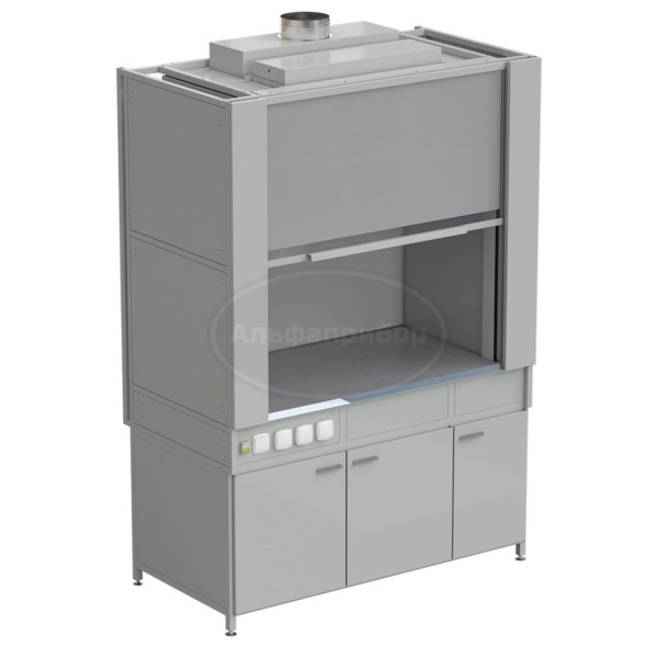 Шкаф вытяжной с коконом из стеклопластика без воды с электрикой 1500х820х2240 мм, раб. поверхность - монолитный керамогранит