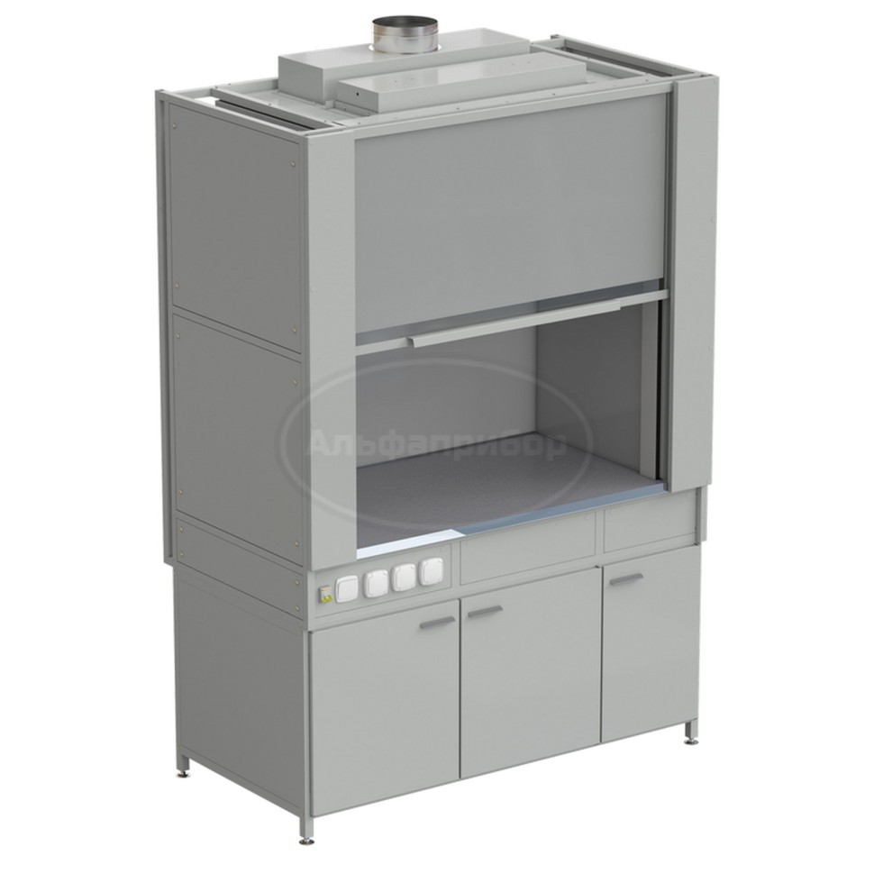 Шкаф вытяжной с коконом из стеклопластика без воды с электрикой 1500х820х2240 мм, раб. поверхность - монолитный керамогранит