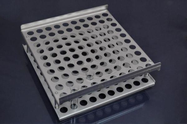 Штатив алюминиевый на 100 гнезд для пробирок Флоринского