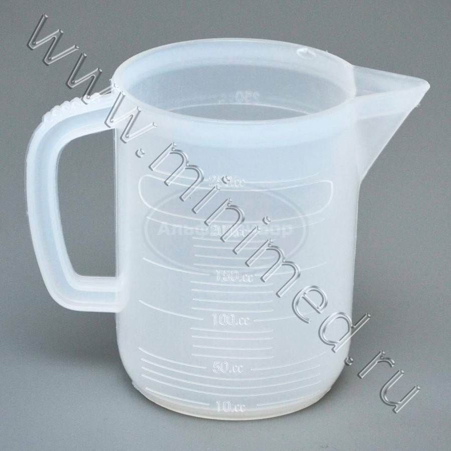 Стакан низкий 250мл с ручкой, с делениями п/п, LAMAPLAST, упаковка 1шт