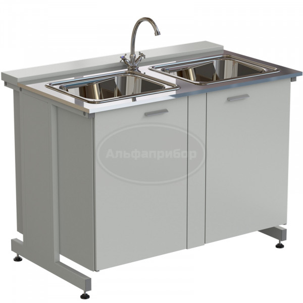 Мойка двойная универсальная 1200х750х900 мм (глубина раковины 140 мм), раб. поверхность - нержавеющая сталь