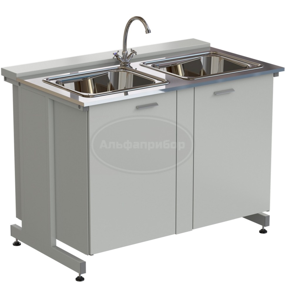Мойка двойная универсальная 1200х750х900 мм (глубина раковины 140 мм), раб. поверхность - нержавеющая сталь