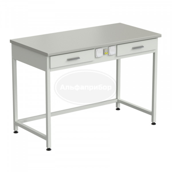 Стол лабораторный с 2 ящиками и электрикой 1200x600x850 мм, раб. поверхность - серый ламинат