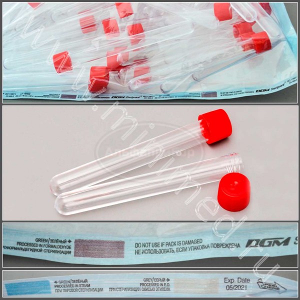 Пробирка цилиндрическая с винтовой крышкой стерильная 20мл, 16×150 мм, ТУ 22.29.29-023-29508133-2017, без делений, п/с, МиниМед, упаковка 100шт