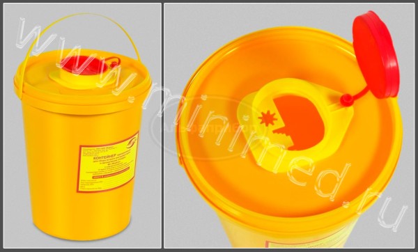 Контейнер одноразовый для сбора острого инструментария класса Б МК-01 "МедКом", объем 3,0 л, упаковка 1/70шт