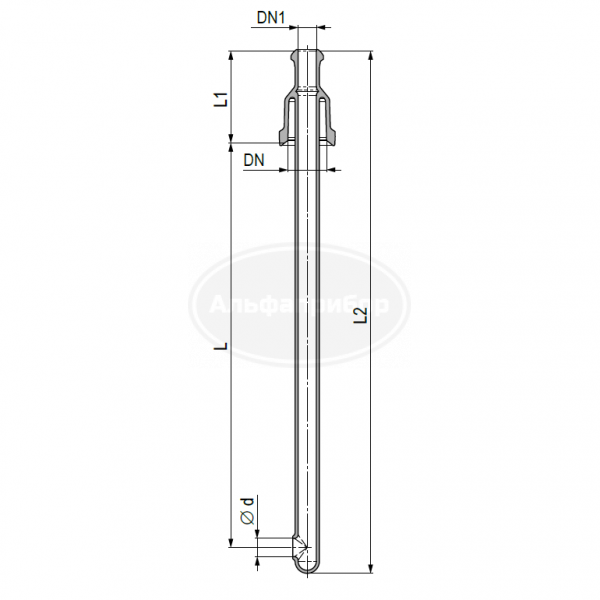 Труба (приводная) сливная Dn=50 Dn1=25 D=25 L=800