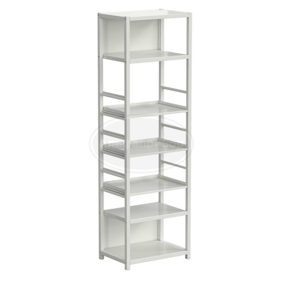 Стеллаж универсальный 6 полок с бортиком 600x400x1945 мм, без опор, белый металл