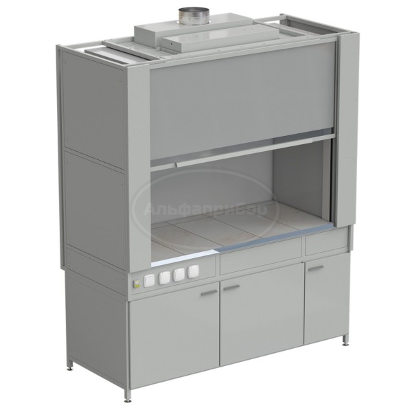 Шкаф вытяжной с коконом из стеклопластика без воды с электрикой 1800х820х2240 мм, раб. поверхность - керамика