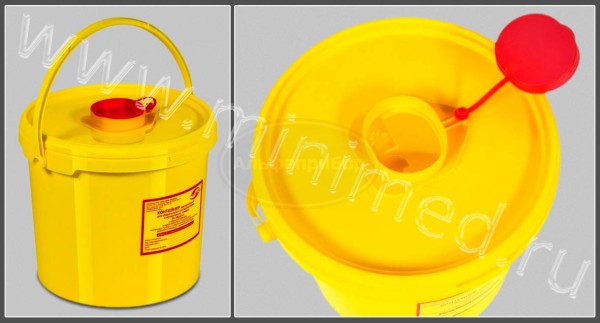 Контейнер одноразовый для сбора острого инструментария класса Б МК-01 "МедКом", объем 6,0 л, упаковка 1/40шт