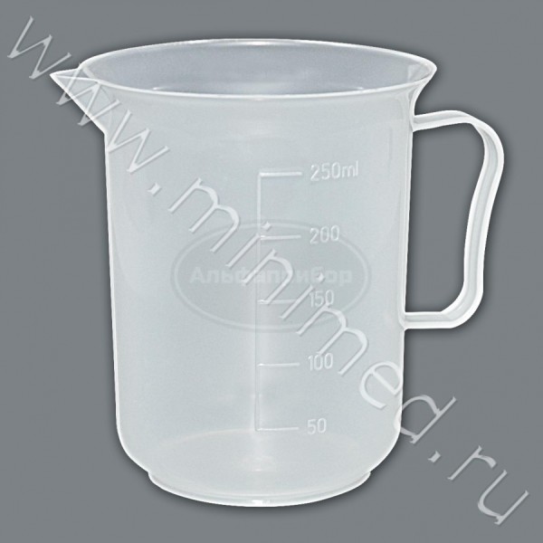 Стакан 250мл с носиком и ручкой градуированный, п/п, упаковка 200шт
