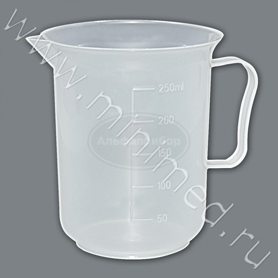 Стакан 250мл с носиком и ручкой градуированный, п/п, упаковка 200шт