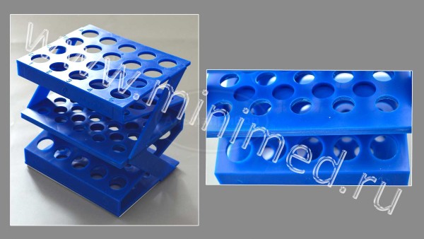 Штатив медицинский полимерный по ТУ 9464-017-29508133-2014, для пробирок и пипеток ШПМ-20, п/с, упаковка 1/18шт, МиниМед