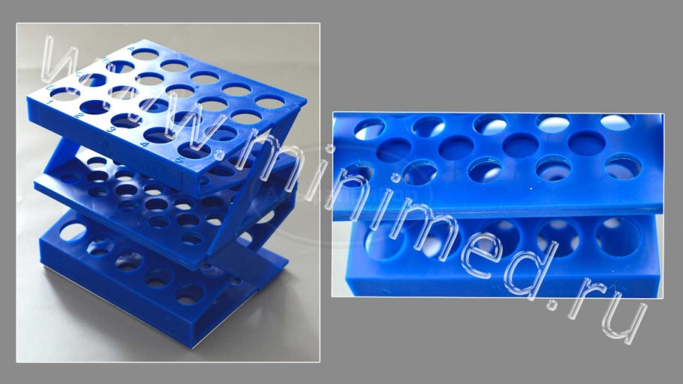 Штатив медицинский полимерный по ТУ 9464-017-29508133-2014, для пробирок и пипеток ШПМ-20, п/с, упаковка 1/18шт, МиниМед