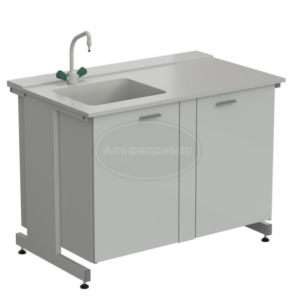 Мойка одинарная 1200х750х900 мм, одна чаша слева, смеситель, раб. поверхность - Durcon