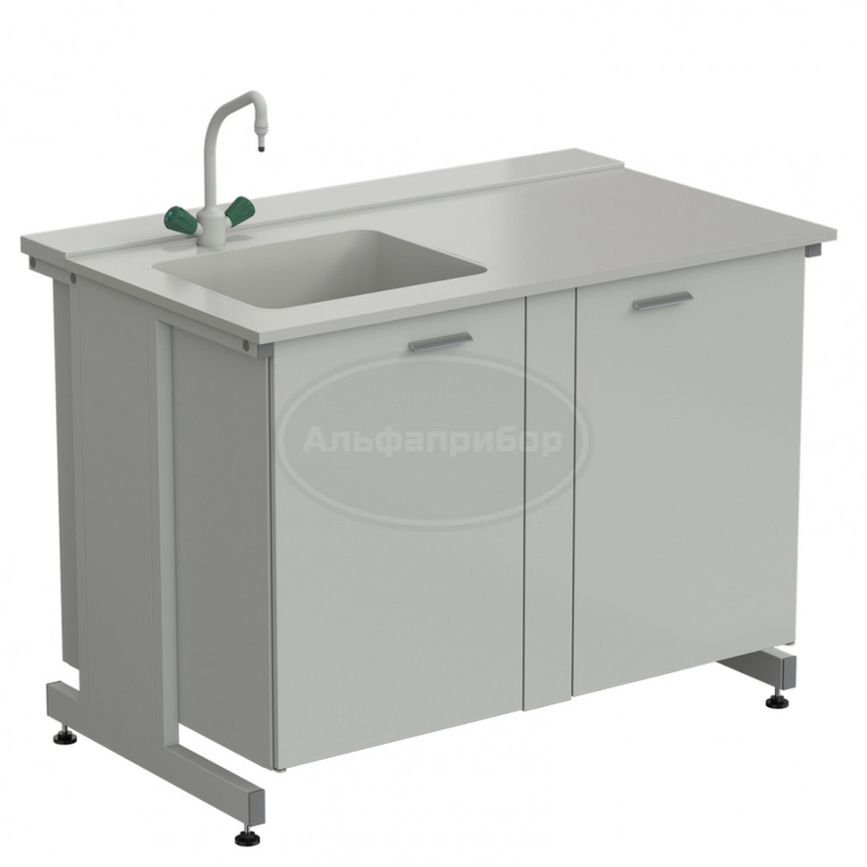 Мойка одинарная 1200х750х900 мм, одна чаша слева, смеситель, раб. поверхность - Durcon