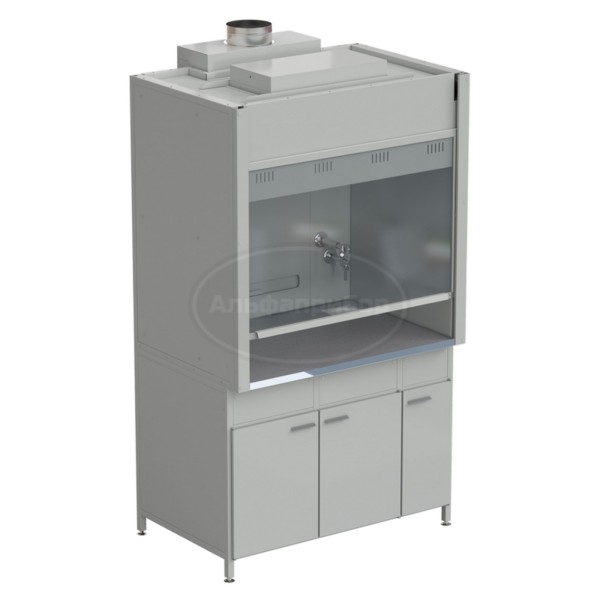Шкаф вытяжной с подводом воды и ВЗБ светильником 1200х900х2145 мм, раб. поверхность - монолитный керамогранит