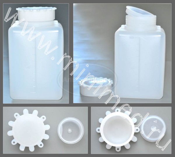 Емкость для общелабораторного применения квадратная 1000мл, с делениями с крышкой,ПЭВП, LAMAPLASТ, упаковка 1/115шт