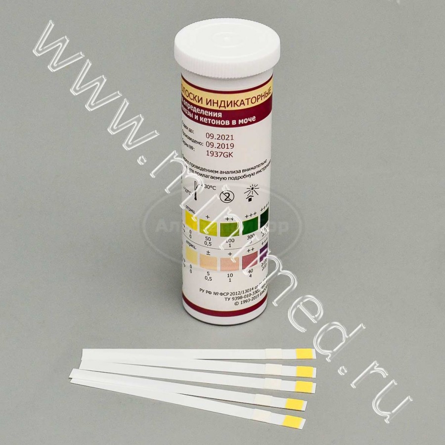 Полоски индикаторные для определения глюкозы и кетонов в моче (БИОСКАН® — Глюкоза, Кетоны) упаковка 100шт