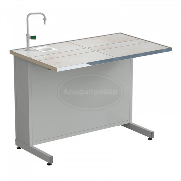 Стол демонстрационный с подводом воды 1212х750х900 мм, раб. поверхность - керамика