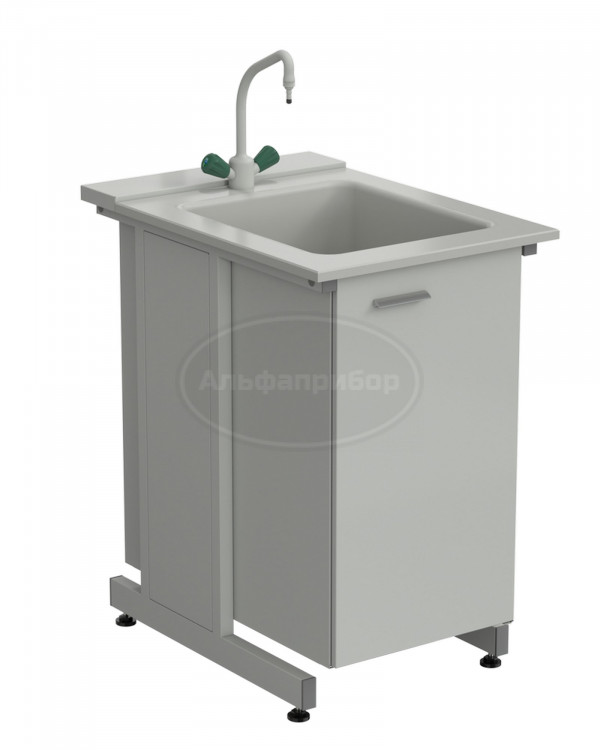 Мойка одинарная 550х790х900 мм (глубина раковины 280 мм, кран TOF), раб. поверхность - Durcon