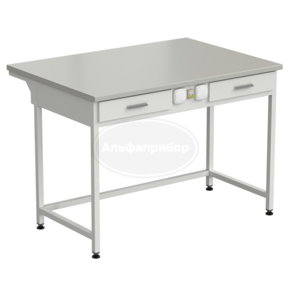 Стол лабораторный с 2 ящиками и электрикой 1200х850х850 мм, раб. поверхность - серый ламинат