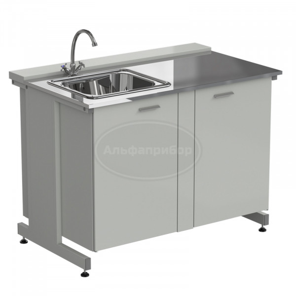 Мойка одинарная 1200х750х900 мм, одна чаша слева, смеситель, раб. поверхность - нержавеющая сталь