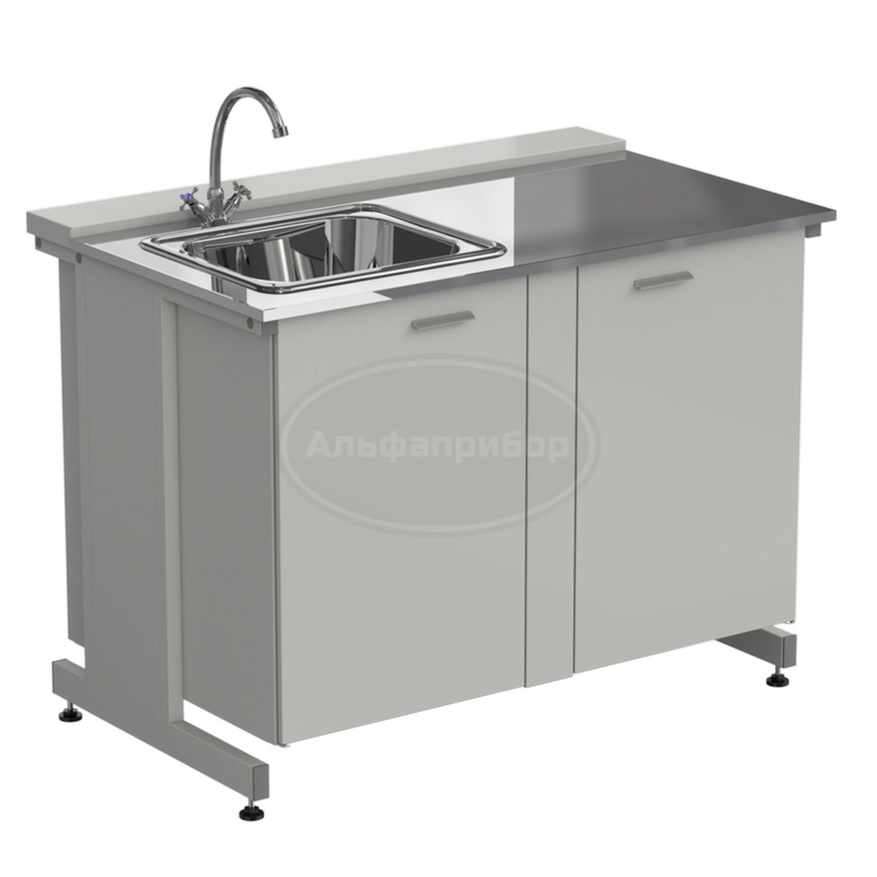 Мойка одинарная 1200х750х900 мм, одна чаша слева, смеситель, раб. поверхность - нержавеющая сталь