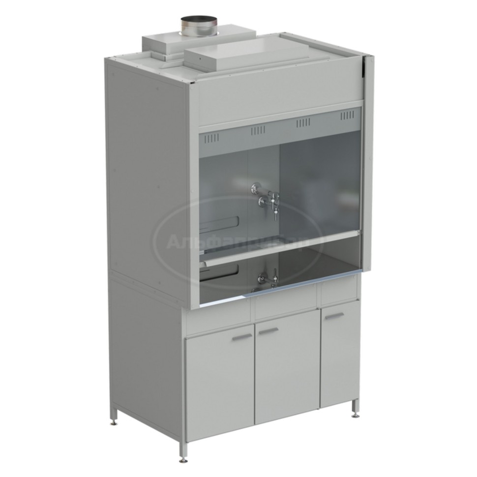 Шкаф вытяжной с подводом воды и ВЗБ светильником 1200х900х2145 мм, раб. поверхность - нержавеющая сталь